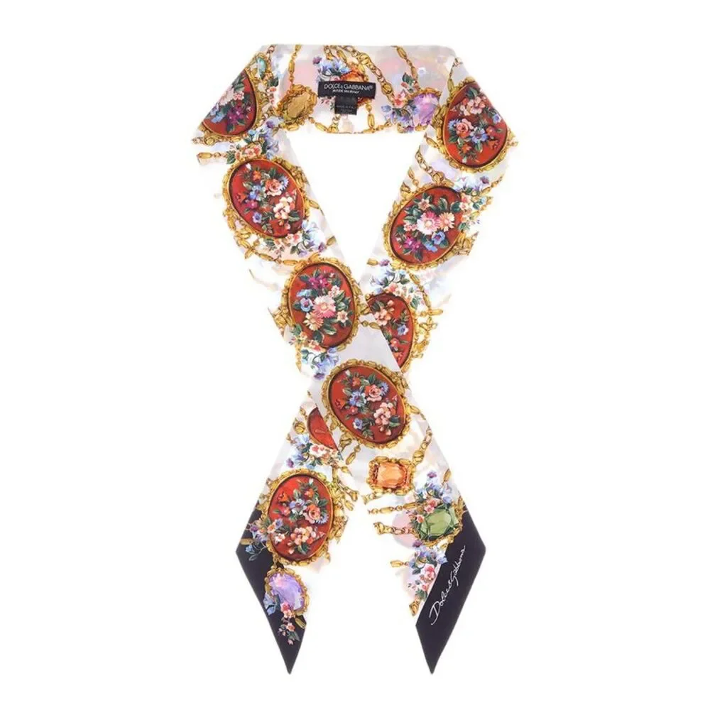 Dolce & Gabbana Gardenia Silk Head Scarf, White